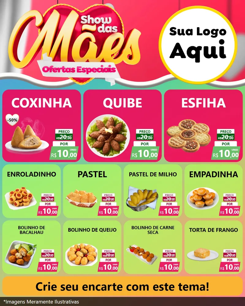 Modelo de Rede Social para Feed Instagram com o tema Show das Mães - Ofertas Especiais para Salgadaria