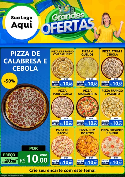 Modelo de Encarte para Encarte A4 Vertical com o tema Grandes Ofertas para Pizzaria