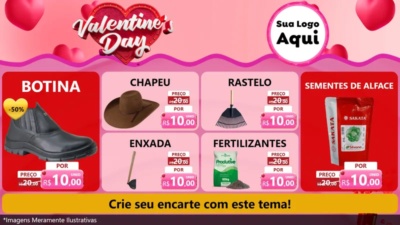 Modelo de TV para TV Horizontal com o tema Valentine's Day para Agropecuária