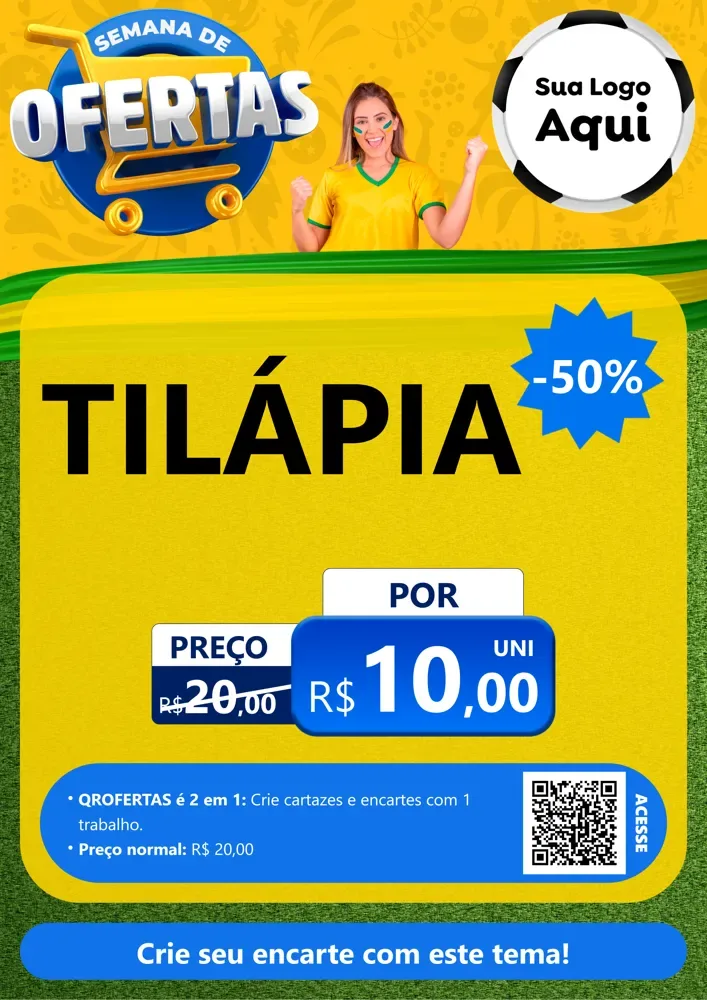 Modelo de Cartaz para Cartaz A4 Vertical com o tema Semana de Ofertas - Copa para Peixaria