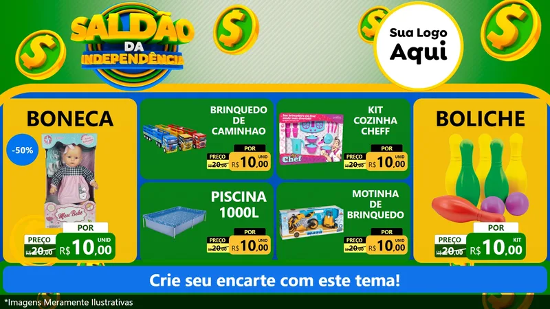 Modelo de TV para TV Horizontal com o tema Saldão da Indepêndencia para Brinquedos