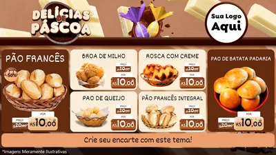 Modelo de TV para TV Horizontal com o tema Delícias de Páscoa para Padaria