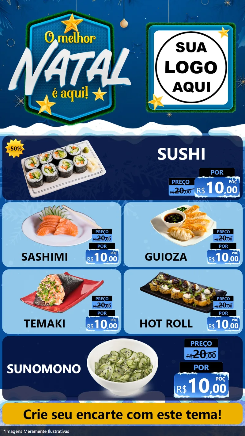 Modelo de TV para TV Vertical com o tema O Melhor Natal É Aqui! para Comida japonesa