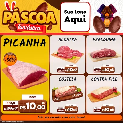Modelo de Rede Social para Feed Facebook com o tema Páscoa Fantástica para Açougue