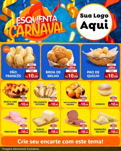 Modelo de Rede Social para Feed Instagram com o tema Esquenta de Carnaval para Padaria