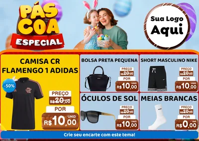 Modelo de Encarte para Encarte A4 Horizontal com o tema Páscoa Especial para Roupas e acessórios