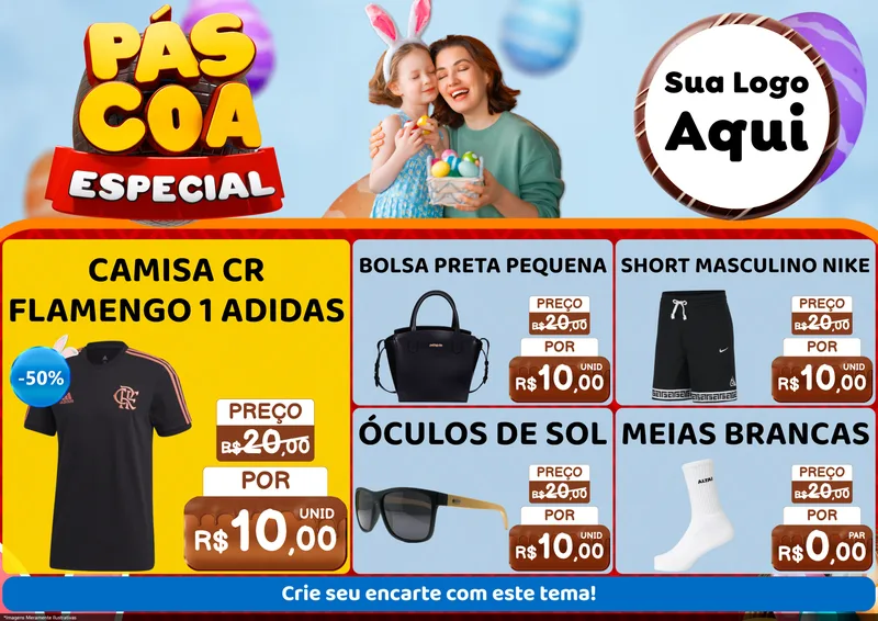 Modelo de Encarte para Encarte A4 Horizontal com o tema Páscoa Especial para Roupas e acessórios