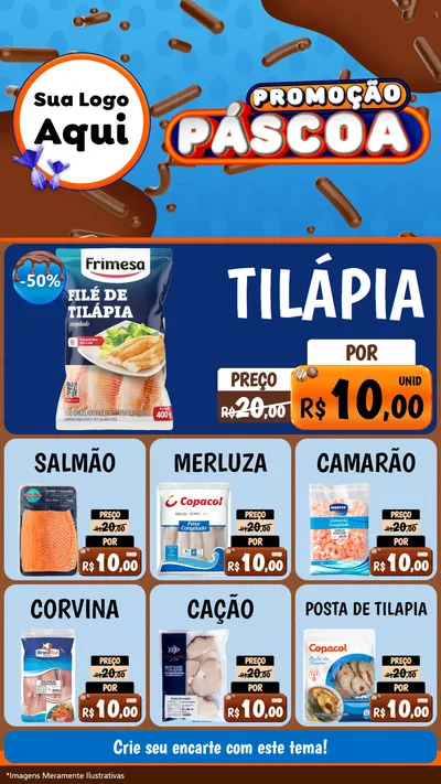Modelo de Rede Social para Stories com o tema Promoção Páscoa para Peixaria
