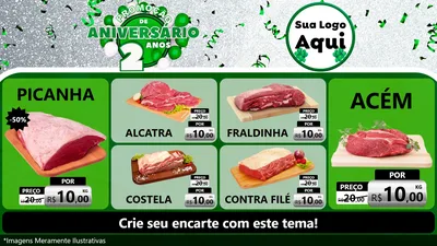 Modelo de TV para TV Horizontal com o tema Promoção de Aniversário - 2 Anos para Açougue