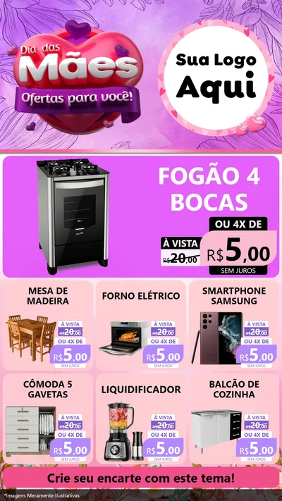 Modelo de Rede Social para Stories com o tema Dia das Mães Ofertas para Você! para Móveis e Eletro