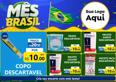 Modelo de Encarte para Encarte A4 Horizontal com o tema Mês do Brasil para Embalagens
