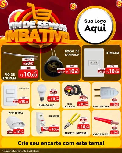 Modelo de Rede Social para Feed Instagram com o tema Fim de Semana Imbatível para Materiais Elétricos