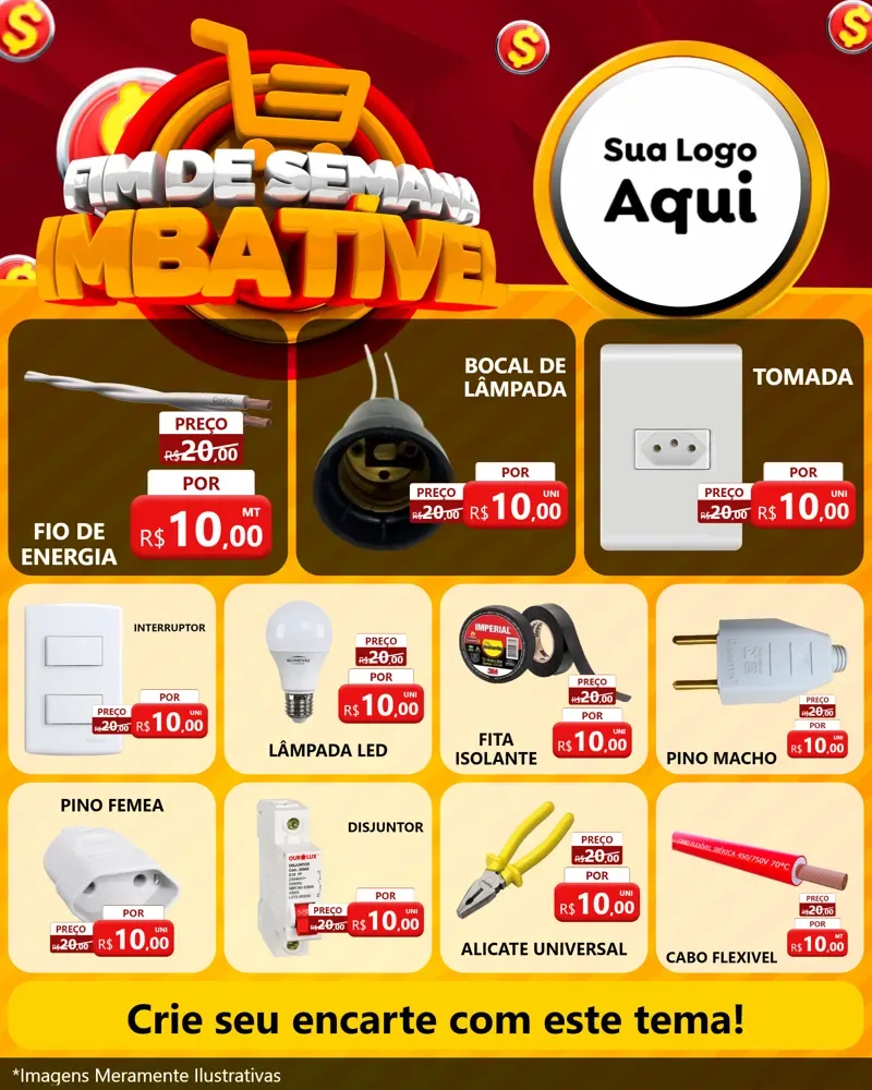 Modelo de Rede Social para Feed Instagram com o tema Fim de Semana Imbatível para Materiais Elétricos