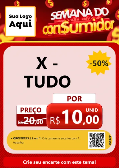 Modelo de Cartaz para Cartaz A4 Vertical com o tema Semana do Consumidor para Hamburgueria