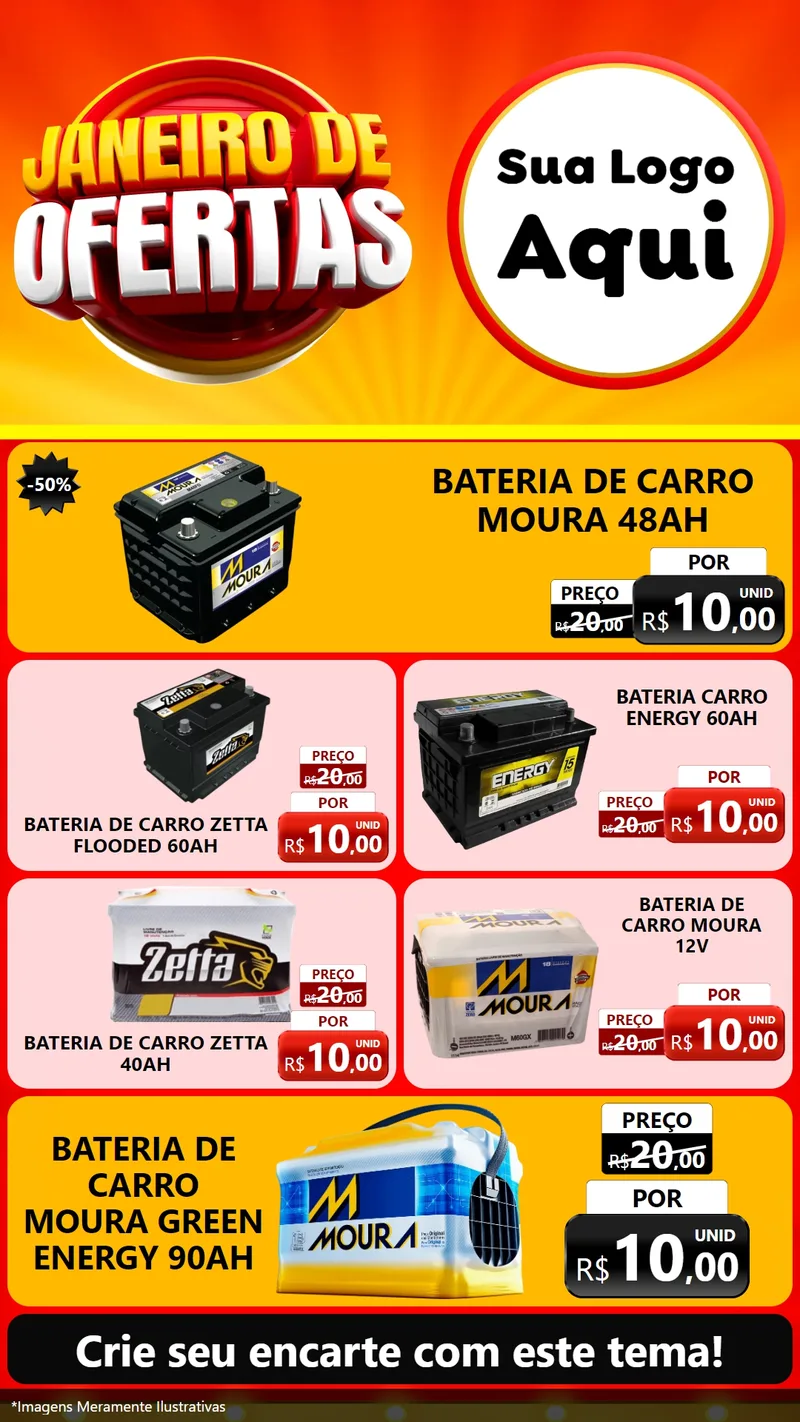 Modelo de TV para TV Vertical com o tema Janeiro de Ofertas para Baterias Elétricas