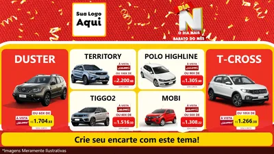 Modelo de TV para TV Horizontal com o tema Dia N o Dia Mais Barato do Mês para Concessionaria de Carros