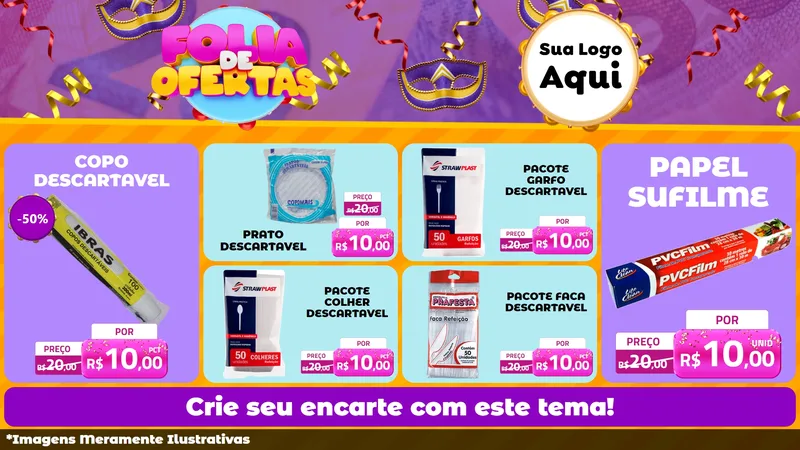 Modelo de TV para TV Horizontal com o tema Folia de Ofertas para Embalagens