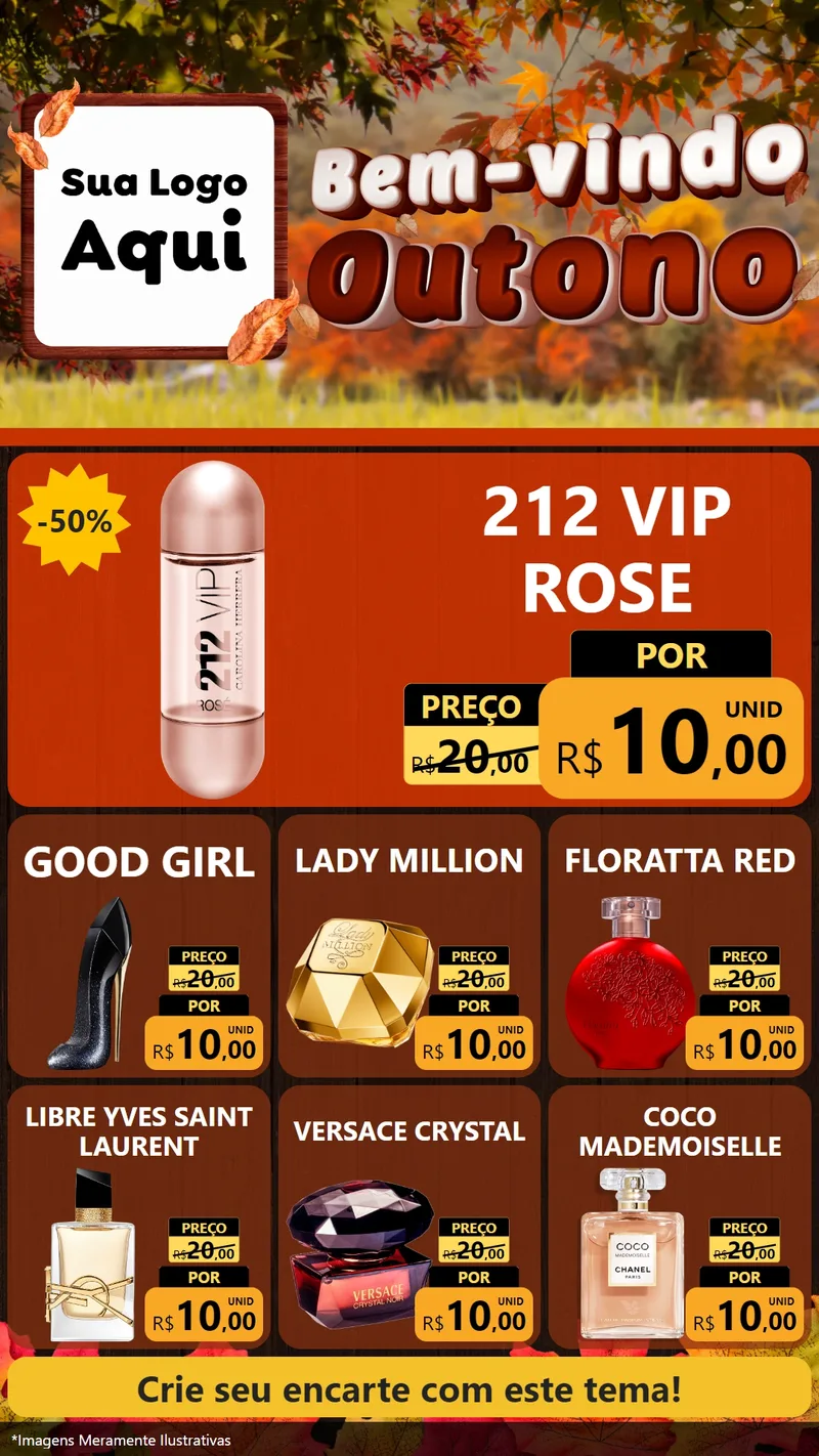 Modelo de Rede Social para Stories com o tema Bem-vindo Outono para Perfumes