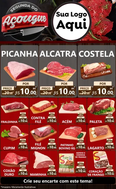 Modelo de Encarte para Encarte Grande com o tema Segunda do Açougue para Açougue