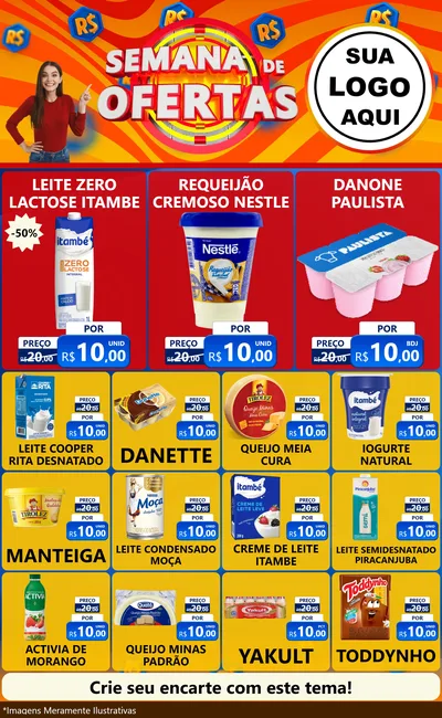 Modelo de Encarte para Encarte Grande com o tema Semana de Ofertas para Frios e Laticínios