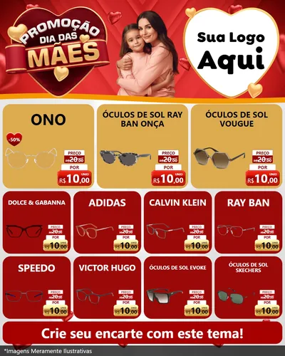 Modelo de Rede Social para Feed Instagram com o tema Promoção Dia das Mães para Óticas