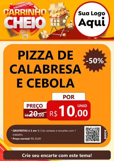 Modelo de Cartaz para Cartaz A4 Vertical com o tema Promoção carrinho cheio para Pizzaria
