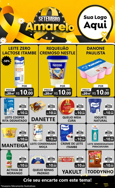Modelo de Encarte para Encarte Grande com o tema Setembro Amarelo para Frios e Laticínios