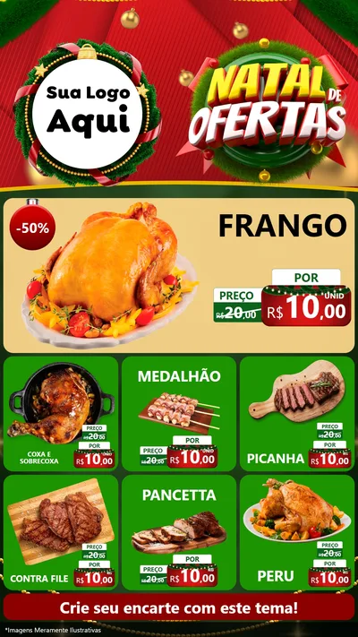 Modelo de Rede Social para Stories com o tema Natal de Ofertas para Assados