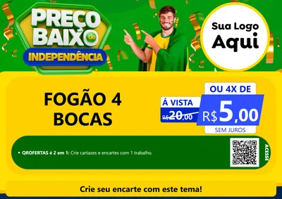 Modelo de Cartaz para Cartaz A4 Horizontal com o tema Preço Baixo de Independência para Móveis e Eletro