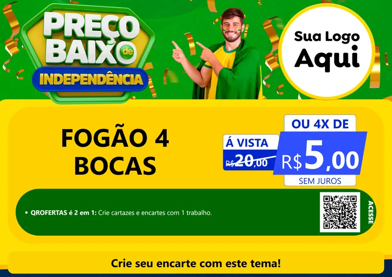 Modelo de Cartaz para Cartaz A4 Horizontal com o tema Preço Baixo de Independência para Móveis e Eletro