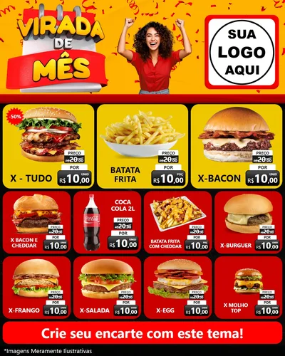 Modelo de Rede Social para Feed Instagram com o tema Virada de Mês para Hamburgueria