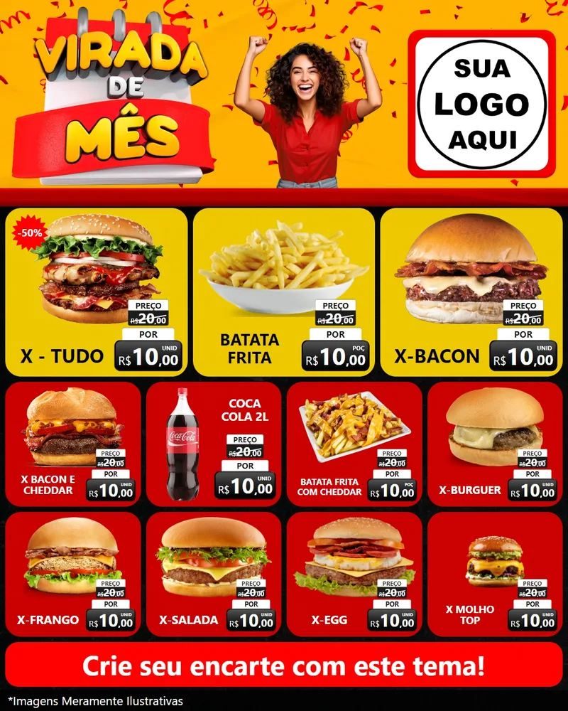 Modelo de Rede Social para Feed Instagram com o tema Virada de Mês para Hamburgueria