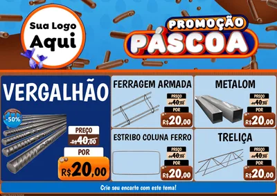 Modelo de Encarte para Encarte A4 Horizontal com o tema Promoção Páscoa para Ferragens