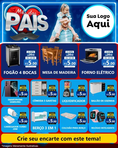 Modelo de Rede Social para Feed Instagram com o tema Mês Dos Pais para Móveis e Eletro