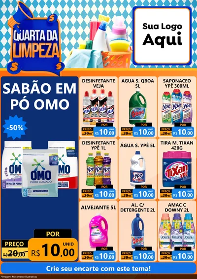 Modelo de Encarte para Encarte A4 Vertical com o tema Quarta da Limpeza para Produtos de Limpeza