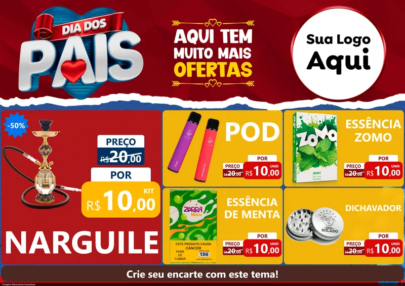 Modelo de Encarte para Encarte A4 Horizontal com o tema Dia dos Pais para Tabacaria