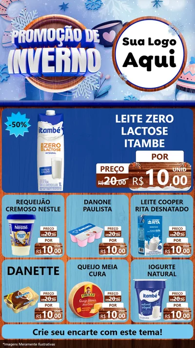 Modelo de Rede Social para Stories com o tema Promoção de Inverno para Frios e Laticínios