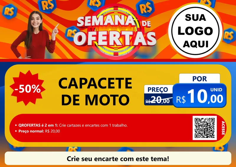 Modelo de Cartaz para Cartaz A4 Horizontal com o tema Semana de Ofertas para Moto peças
