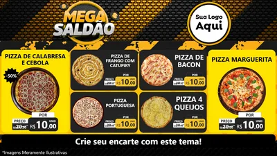 Modelo de TV para TV Horizontal com o tema Mega Saldão para Pizzaria