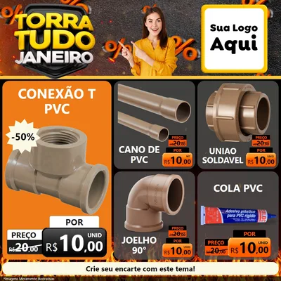 Modelo de Rede Social para Feed Facebook com o tema Torra Tudo Janeiro para Tubos e conexões