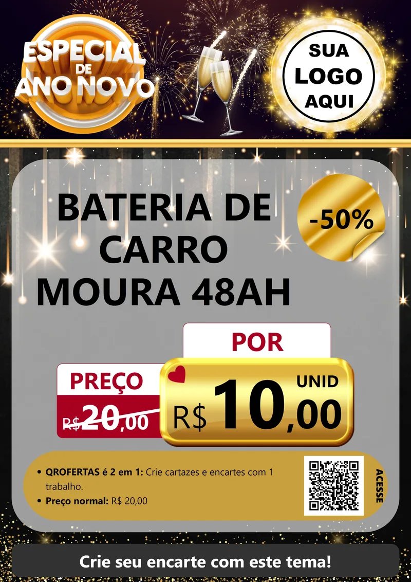 Modelo de Cartaz para Cartaz A4 Vertical com o tema Especial de Ano Novo para Baterias Elétricas