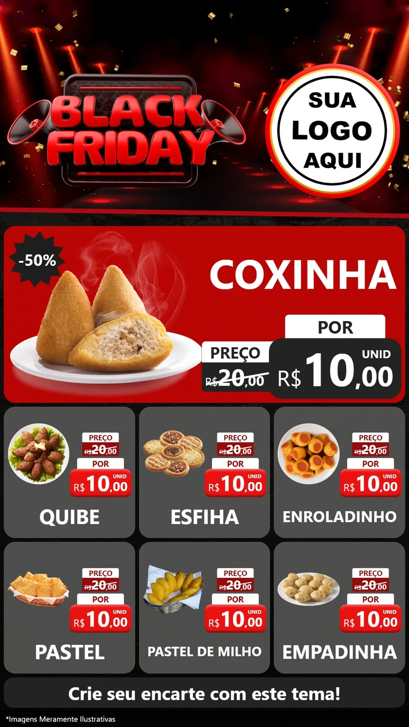 Modelo de Rede Social para Stories com o tema Black Friday para Salgadaria