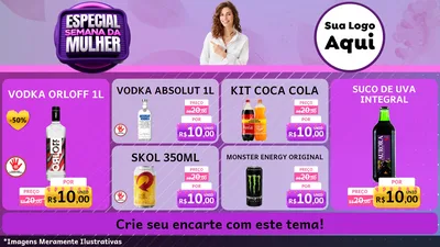 Modelo de TV para TV Horizontal com o tema Especial Semana da Mulher para Distribuidora de bebidas