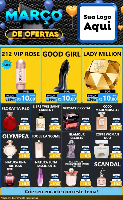 Modelo de Encarte para Encarte Grande com o tema Março de Ofertas para Perfumes