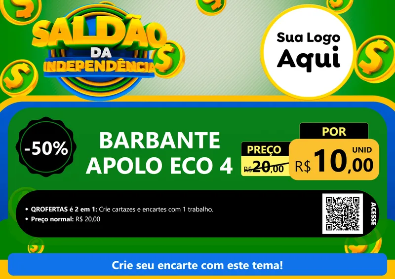 Modelo de Cartaz para Cartaz A4 Horizontal com o tema Saldão da Indepêndencia para Armarinho e Aviamentos
