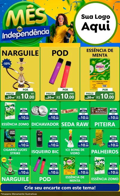 Modelo de Encarte para Encarte Grande com o tema Mês da Independência para Tabacaria