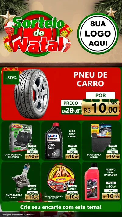 Modelo de Rede Social para Stories com o tema Sorteio de Natal para Auto peças