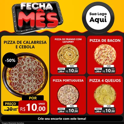Modelo de Rede Social para Feed Facebook com o tema Fecha Mês para Pizzaria