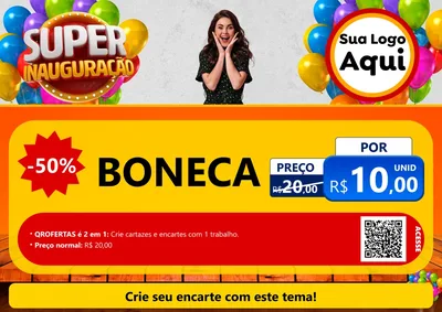 Modelo de Cartaz para Cartaz A4 Horizontal com o tema Super Inauguração para Brinquedos