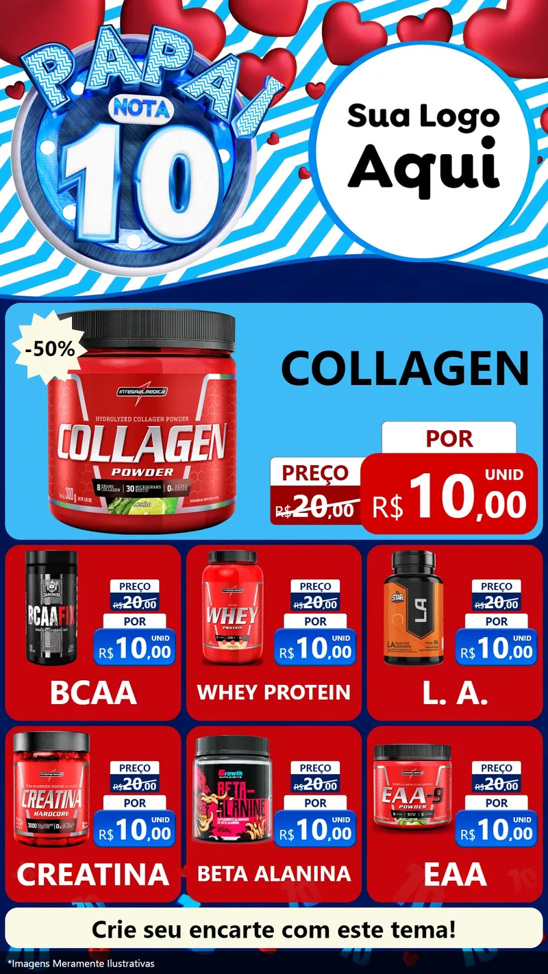 Modelo de Rede Social para Stories com o tema Papai Nota 10 para Suplementos alimentares